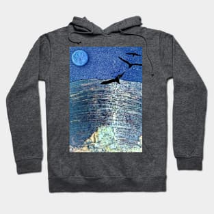 black gulls blue night Hoodie